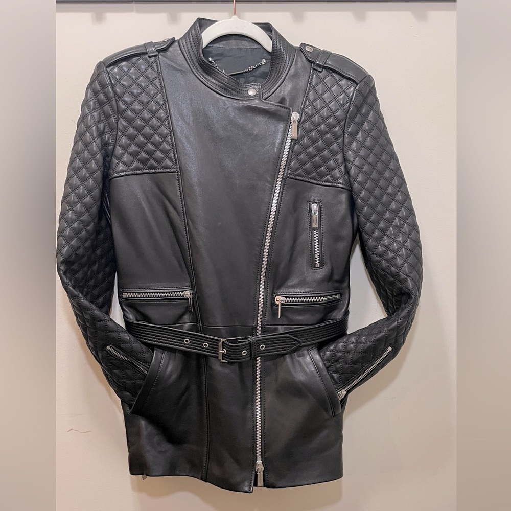 Barbara Bui Lambskin Leather Moto Jacket